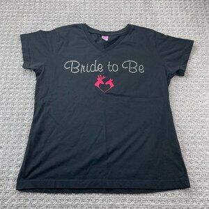 Bride To Be T-Shirt Women Large L Black Spell Out Beaded Dazzled Rhinestones